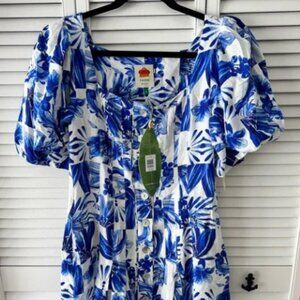FARM Rio Blue and White Tropical Dress
